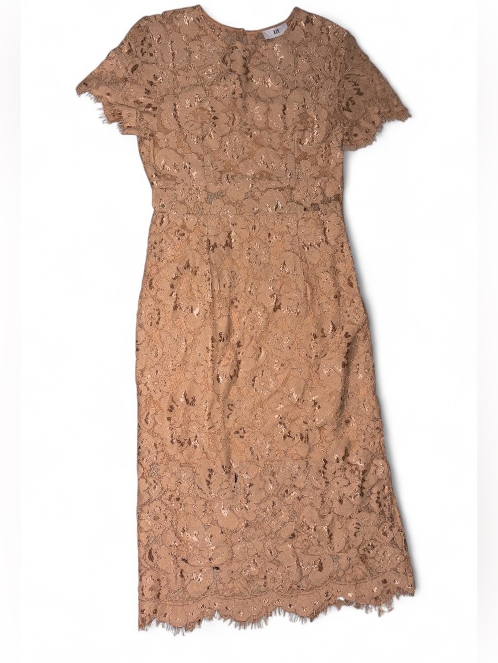 NSR Lace Midi Dress in Nude Blush
